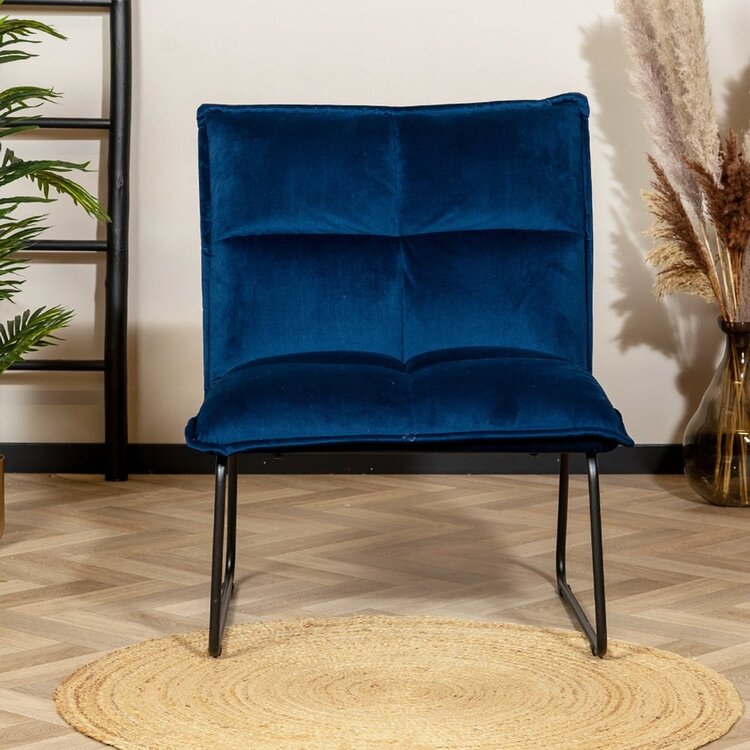 Fauteuil velours Malaga bleu