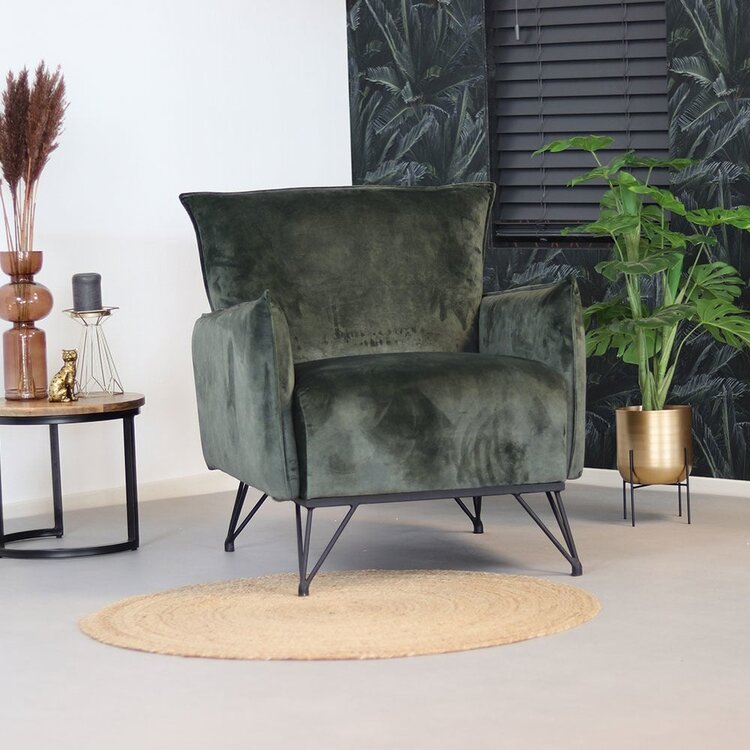 Fauteuil velours Mika vert