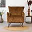Fauteuil velours Mika  jaune ocre / cognac