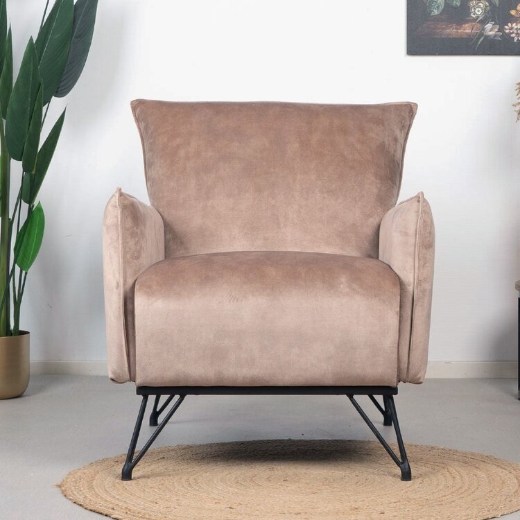 Fauteuil velours Mika taupe