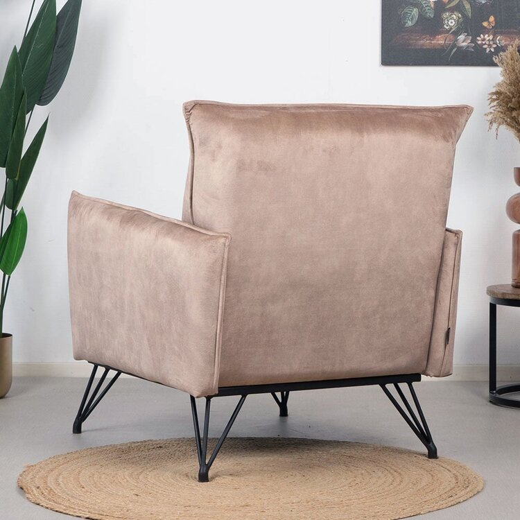 Fauteuil velours Mika taupe