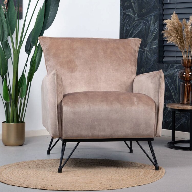 Fauteuil velours Mika taupe