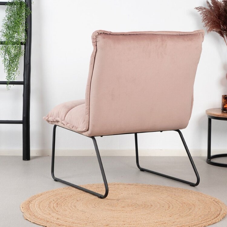Fauteuil velours Malaga rose