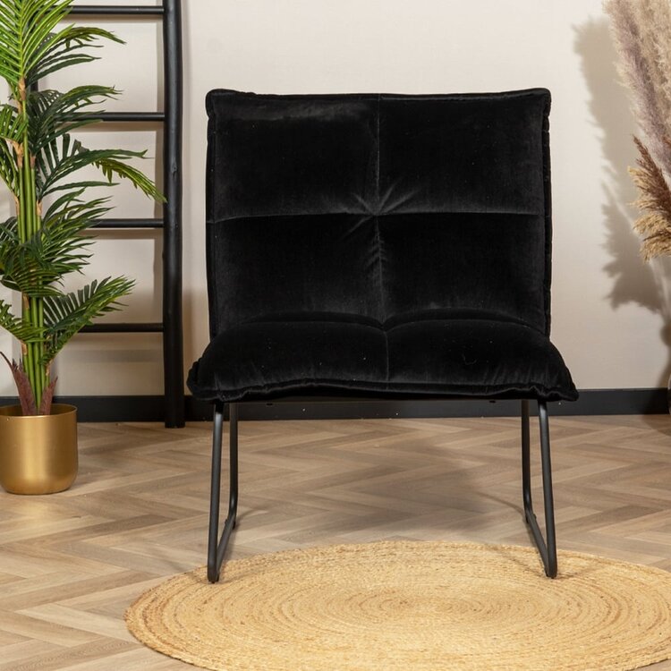 Fauteuil velours Malaga noir