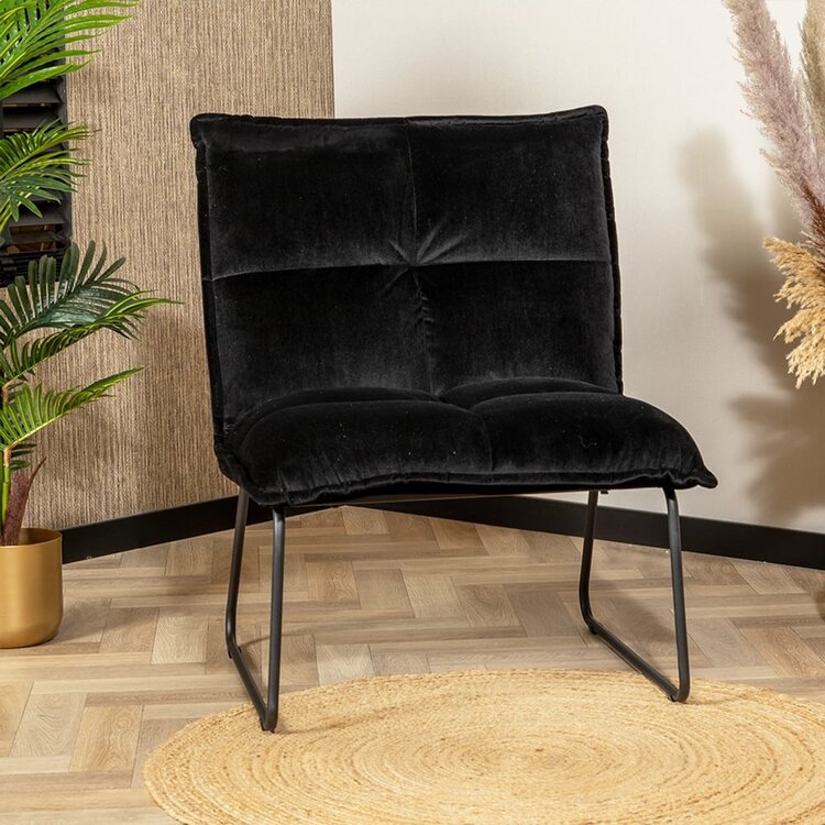 Fauteuil velours Malaga noir