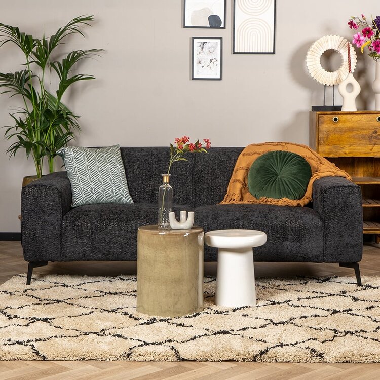 Canapé 2,5 places Vegas tissu noir chenille