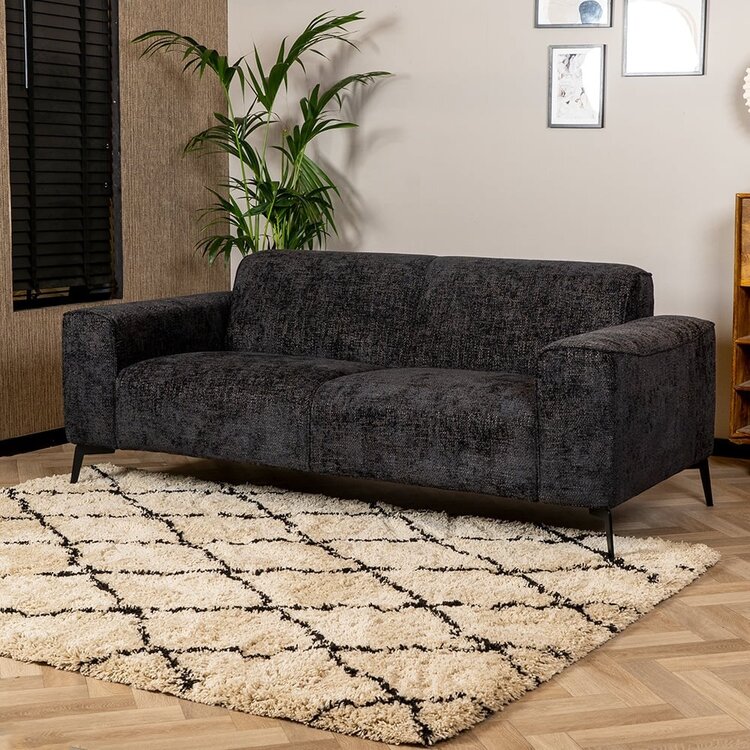 Canapé 2,5 places Vegas tissu noir chenille