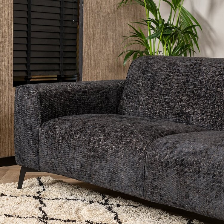 Canapé 2,5 places Vegas tissu noir chenille
