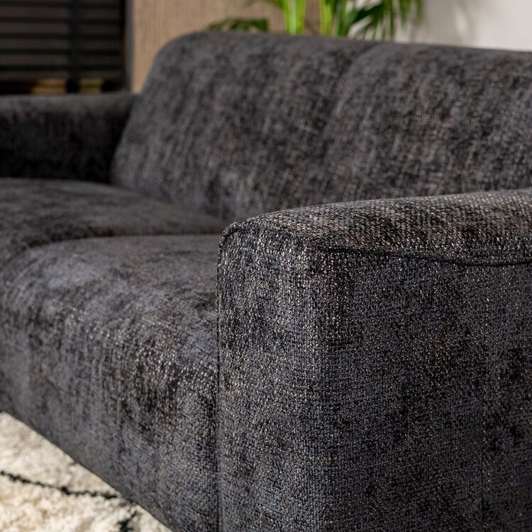 Canapé 2,5 places Vegas tissu noir chenille