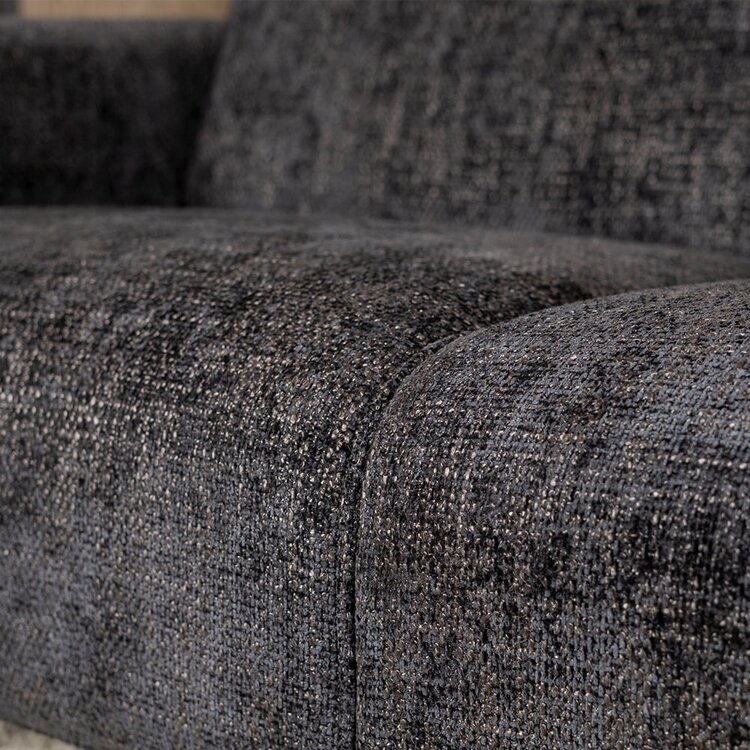 Canapé 2,5 places Vegas tissu noir chenille