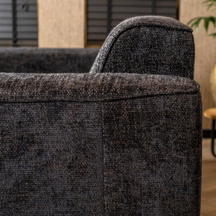 Canapé 2,5 places Vegas tissu noir chenille