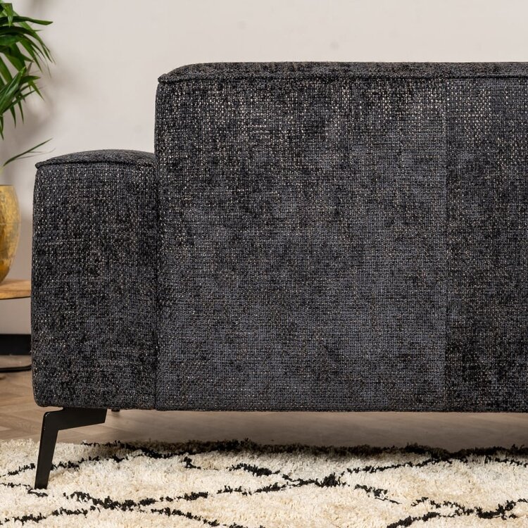 Canapé 2,5 places Vegas tissu noir chenille