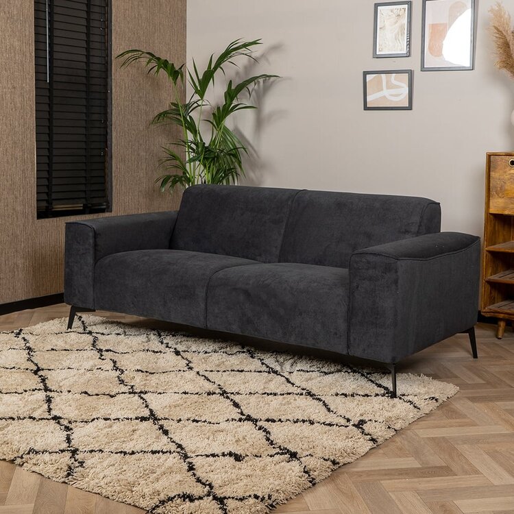 Canapé scandinave 2,5 places Vegas noir tissu chiné