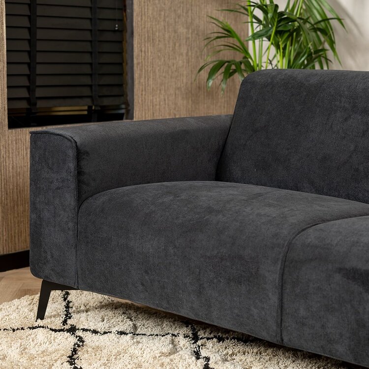 Canapé scandinave 2,5 places Vegas noir tissu chiné