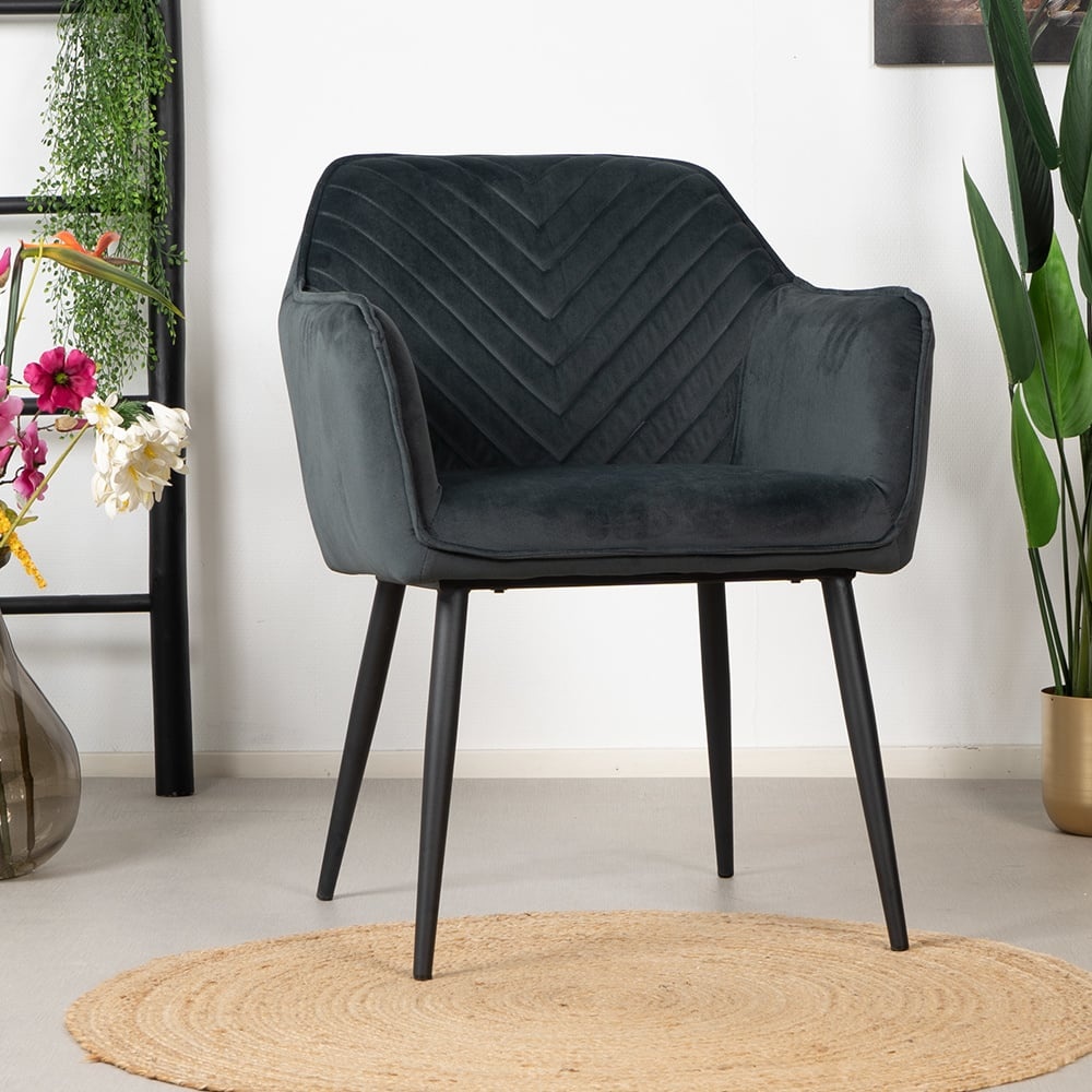 Chaise de salle à manger Fiona en velours anthracite