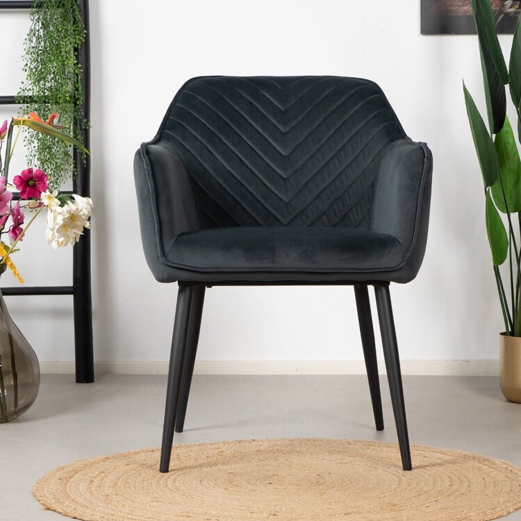 Chaise de salle à manger Fiona en velours anthracite