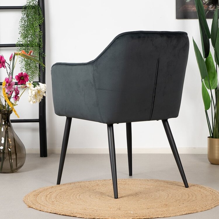 Chaise de salle à manger Fiona en velours anthracite