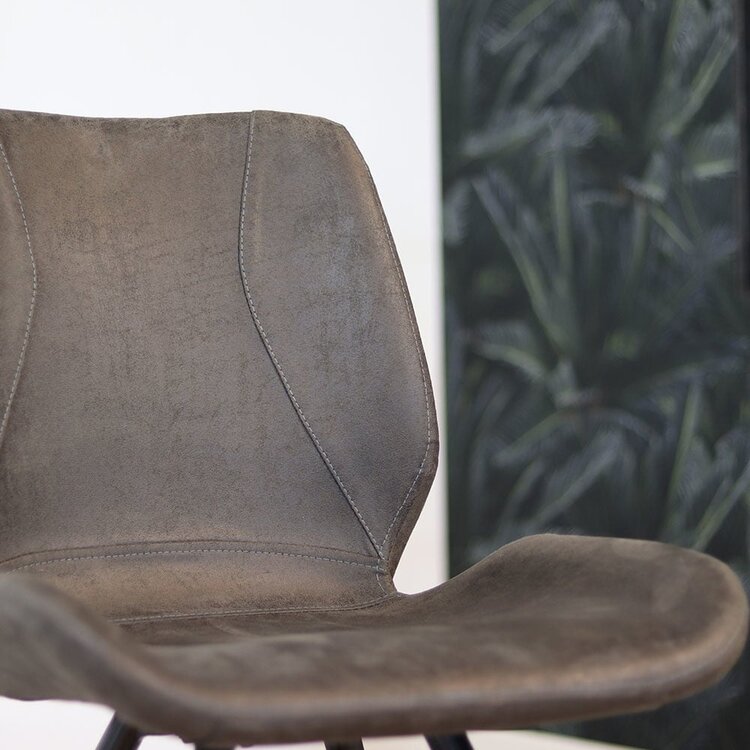 Chaise de salle à manger industrielle Barrel en éco-cuir anthracite