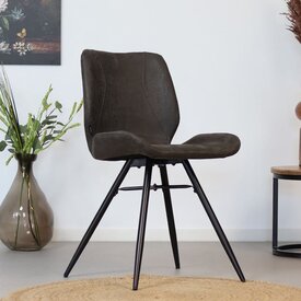 Chaise de salle à manger industrielle Barrel en éco-cuir anthracite