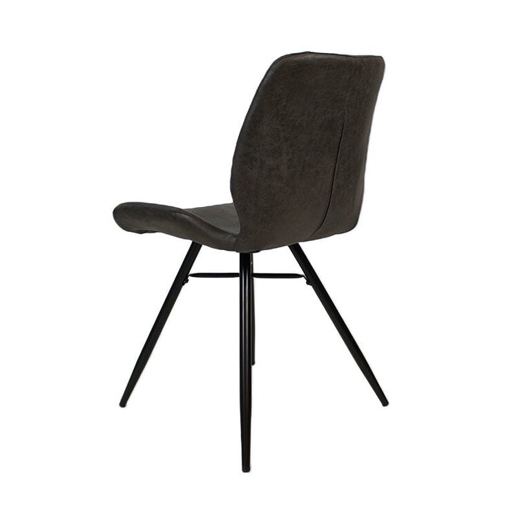 Chaise de salle à manger industrielle Barrel en éco-cuir anthracite