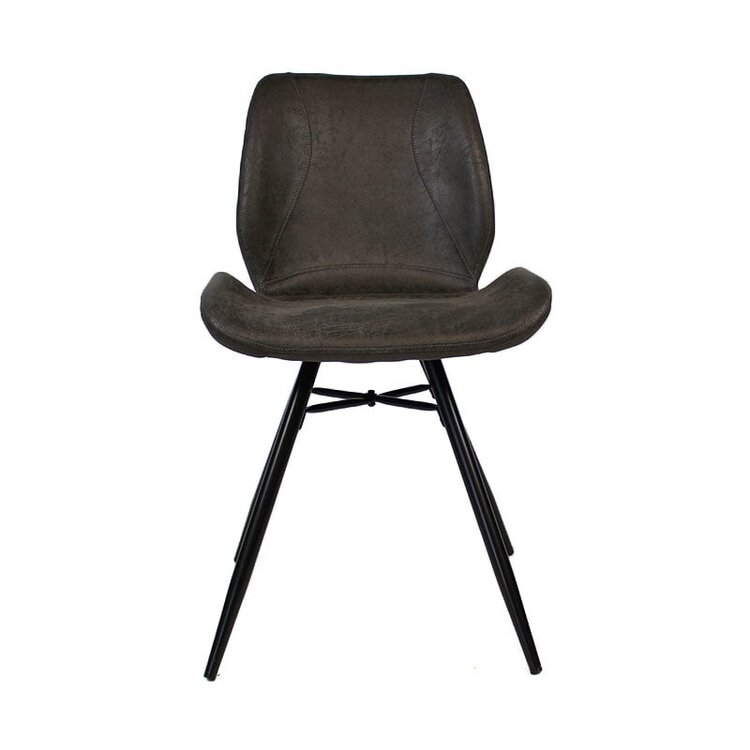 Chaise de salle à manger industrielle Barrel en éco-cuir anthracite