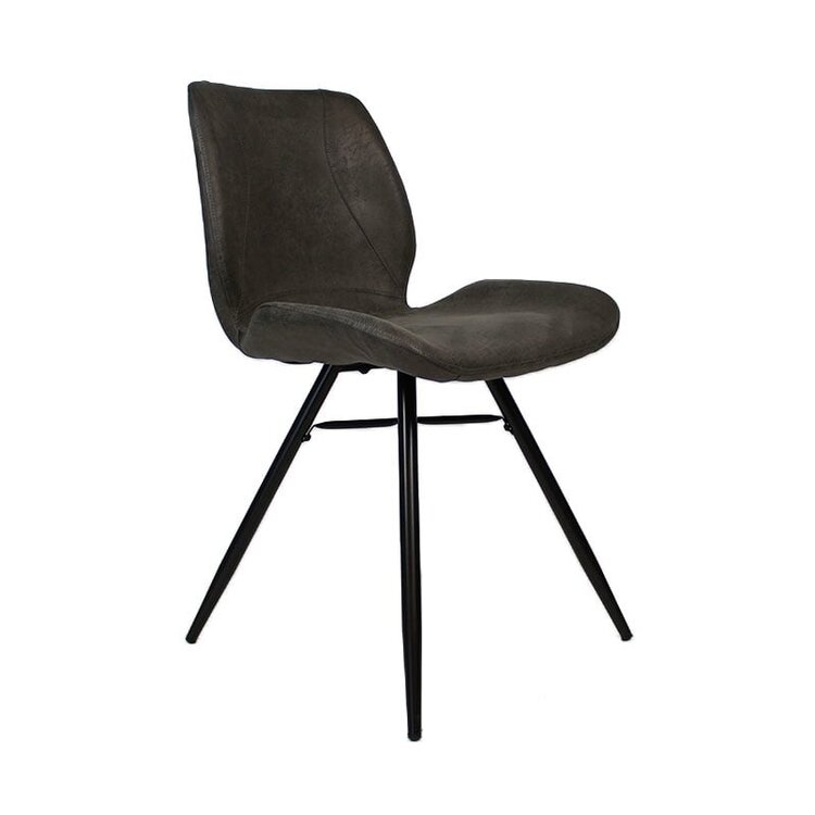 Chaise de salle à manger industrielle Barrel en éco-cuir anthracite