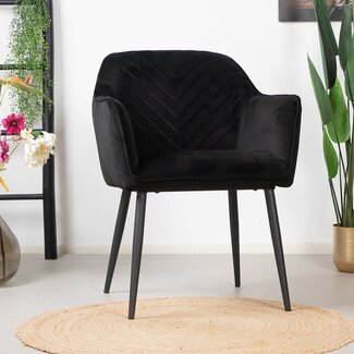 Chaise de salle à manger Fiona en velours noir