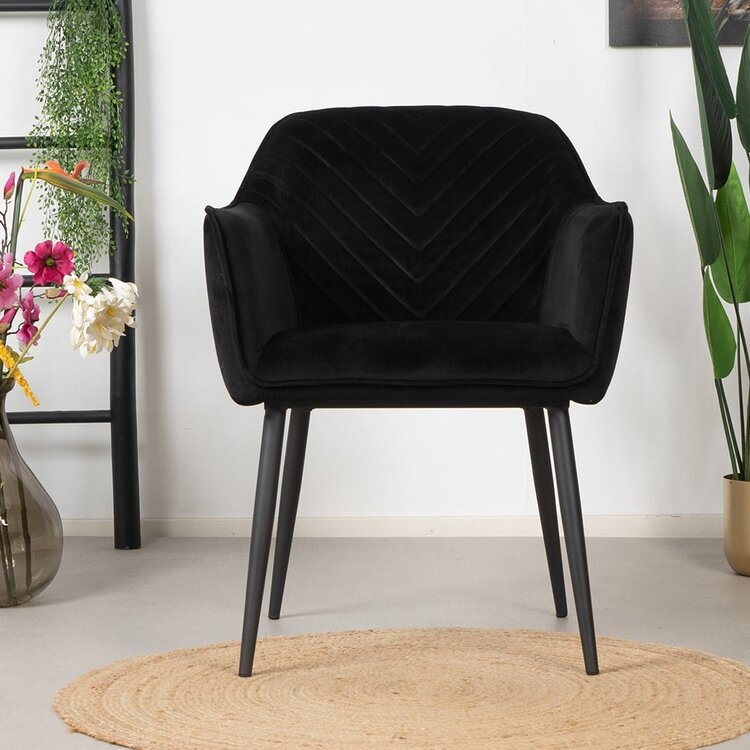 Chaise de salle à manger Fiona en velours noir