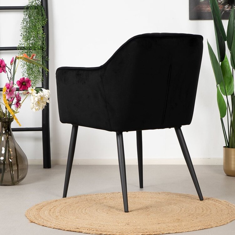 Chaise de salle à manger Fiona en velours noir