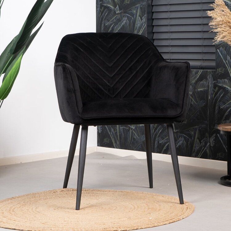 Chaise de salle à manger Fiona en velours noir