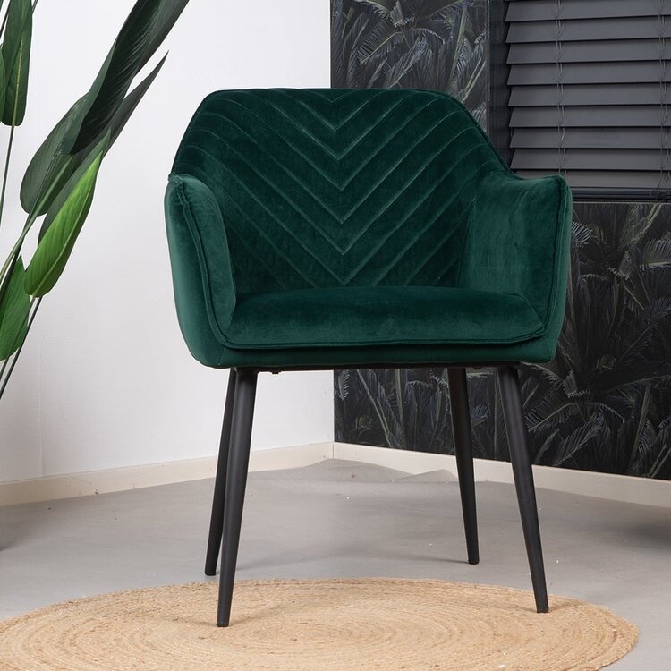 Chaise de salle à manger Fiona en velours vert foncé