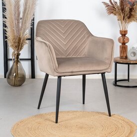Chaise de salle à manger Fiona en velours taupe
