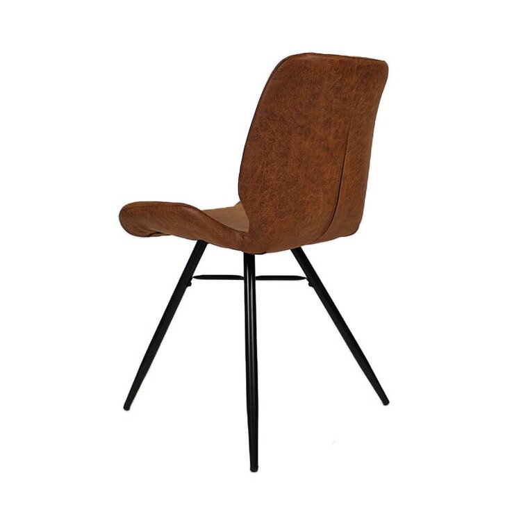 Chaise de salle à manger industrielle Barrel en éco-cuir cognac