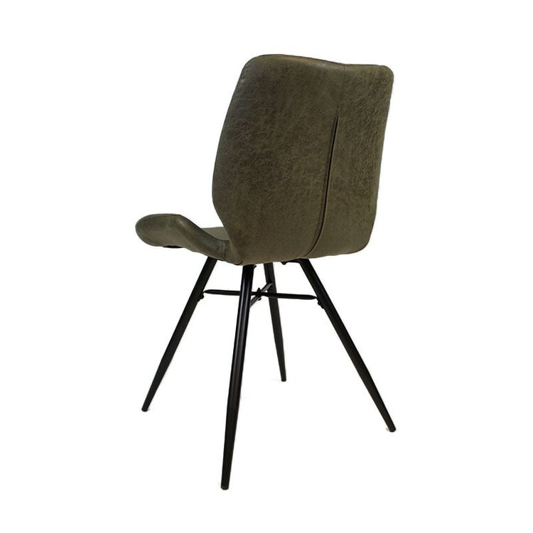 Chaise de salle à manger industrielle Barrel en éco-cuir vert foncé