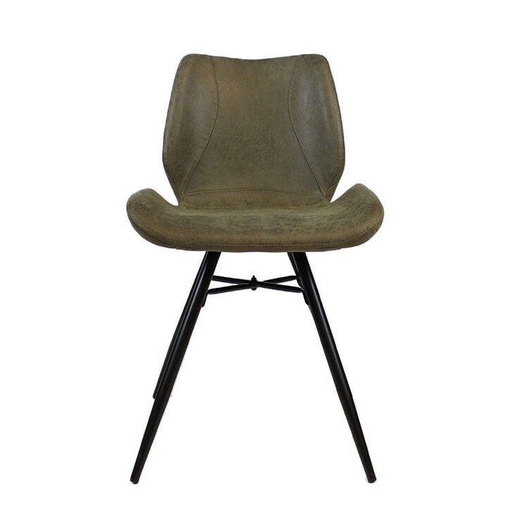 Chaise de salle à manger industrielle Barrel en éco-cuir vert foncé