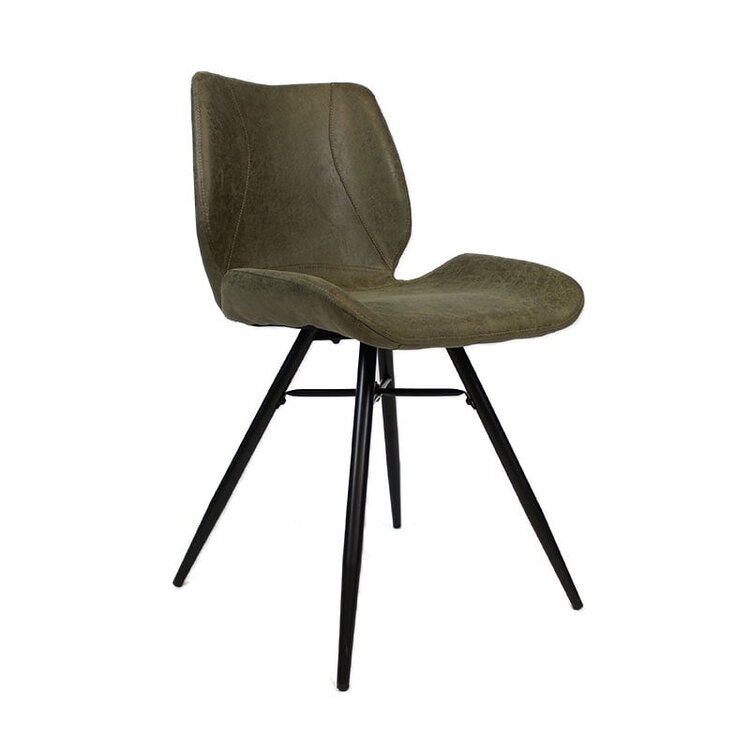 Chaise de salle à manger industrielle Barrel en éco-cuir vert foncé