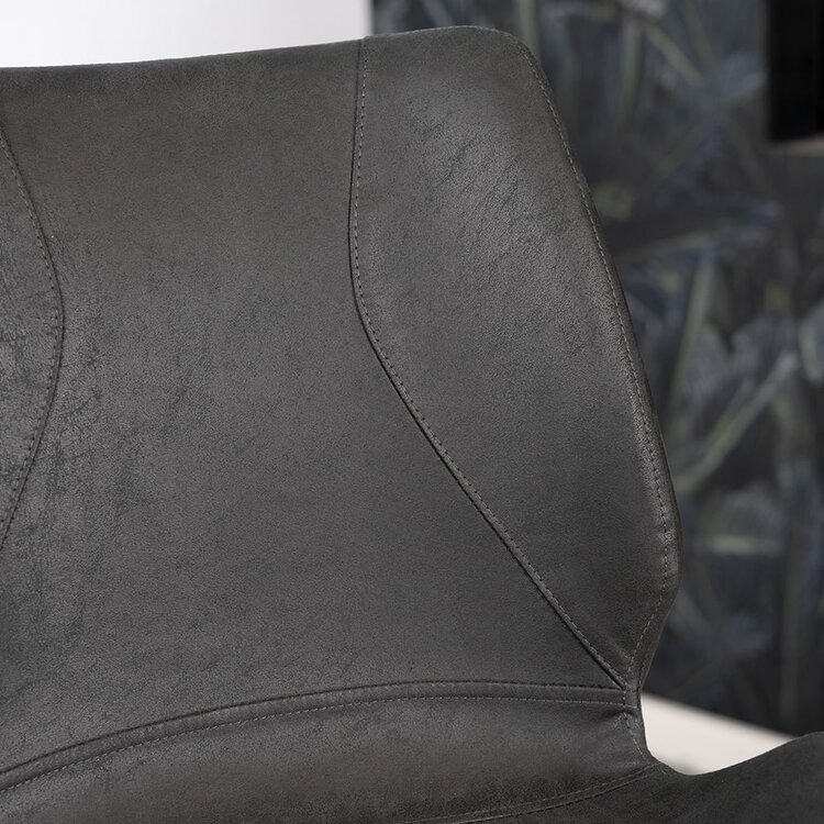 Chaise de salle à manger industrielle Barrel en éco-cuir noir