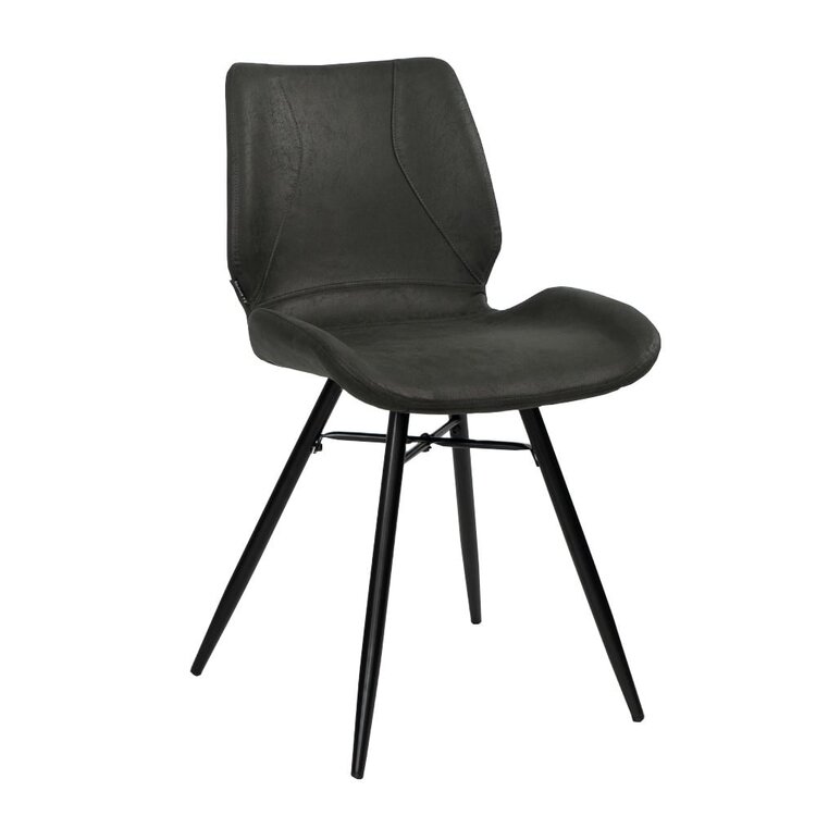 Chaise de salle à manger industrielle Barrel en éco-cuir noir