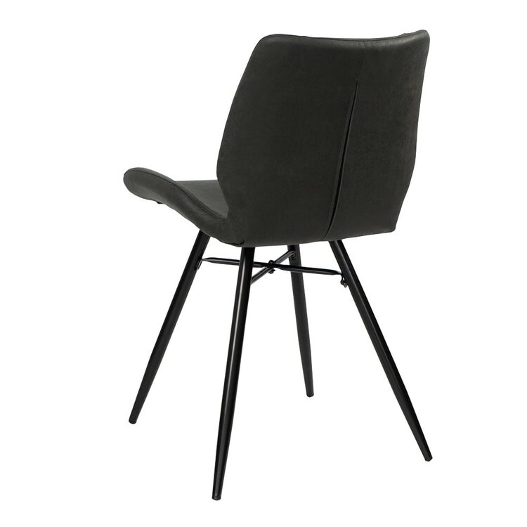 Chaise de salle à manger industrielle Barrel en éco-cuir noir