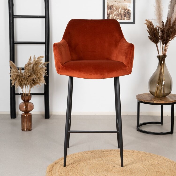 Tabouret de bar en velours Nelly cuivre  78 cm