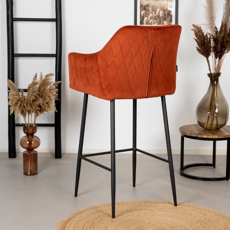 Tabouret de bar en velours Nelly cuivre  78 cm