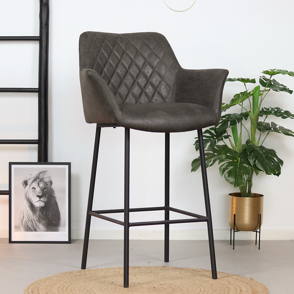 Chaise empilable industrielle Lyon anthracite éco-cuir