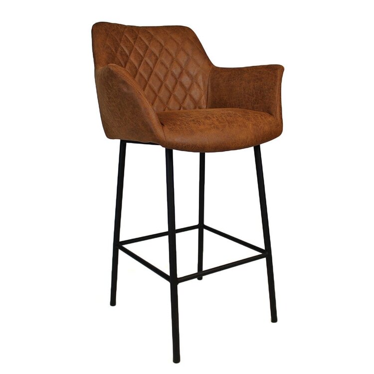 Tabouret de bar industriel Club cognac éco-cuir 78 cm