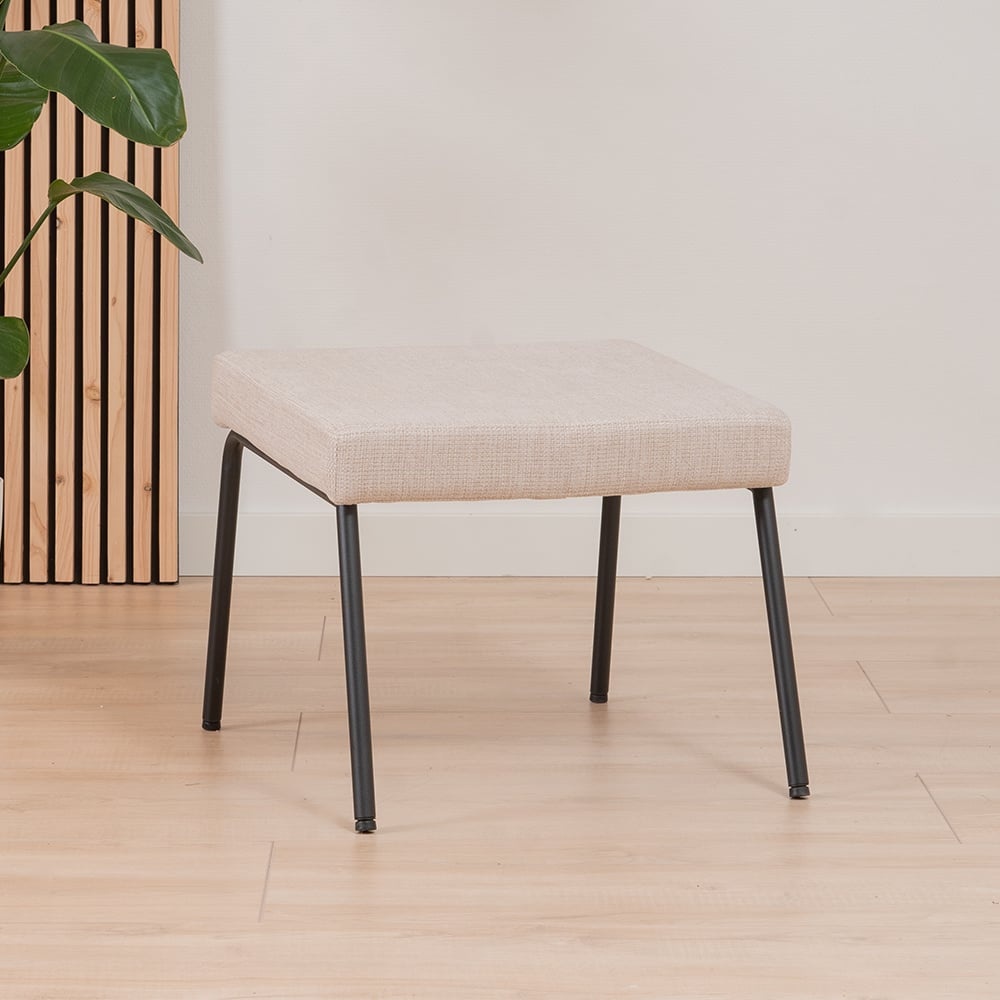 Hocker Espen beige en tissu recyclé