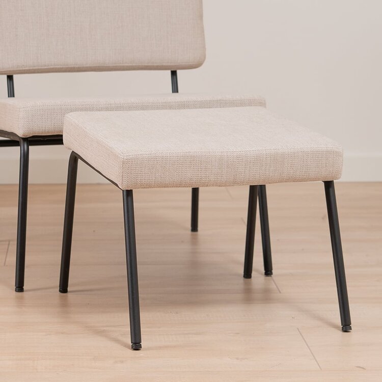 Hocker Espen beige en tissu recyclé