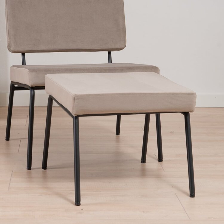 Hocker Espen en velours taupe