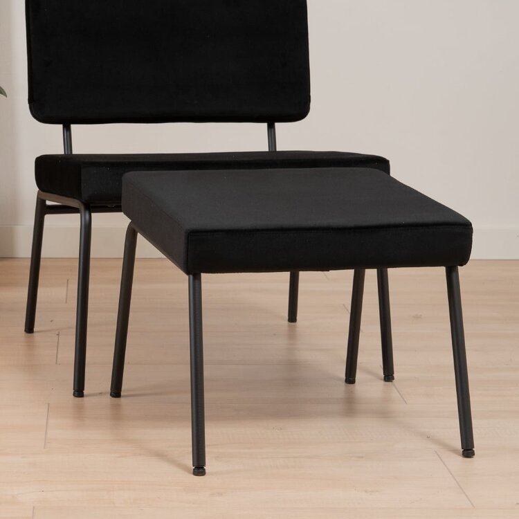 Hocker Espen en velours noir