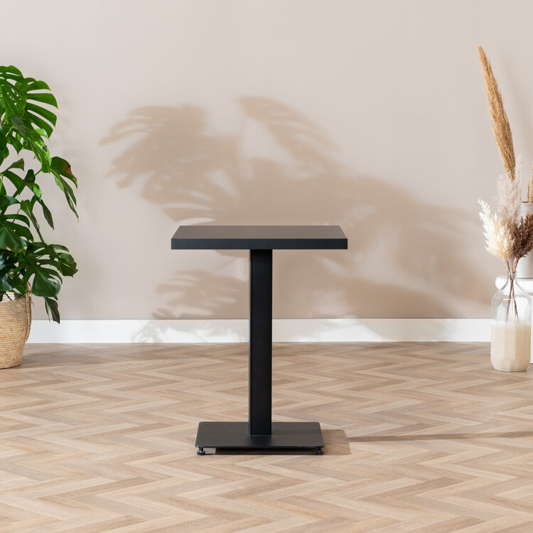 Table à manger bistrot aspect bois noir melamine Nils 60 x 60 cm