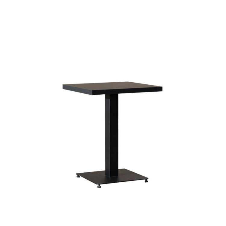 Table à manger bistrot aspect bois noir melamine Nils 60 x 60 cm