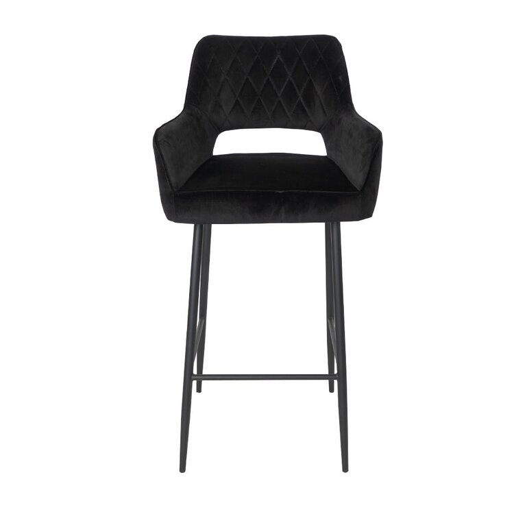 Tabouret de bar velours Mika noir 78 cm